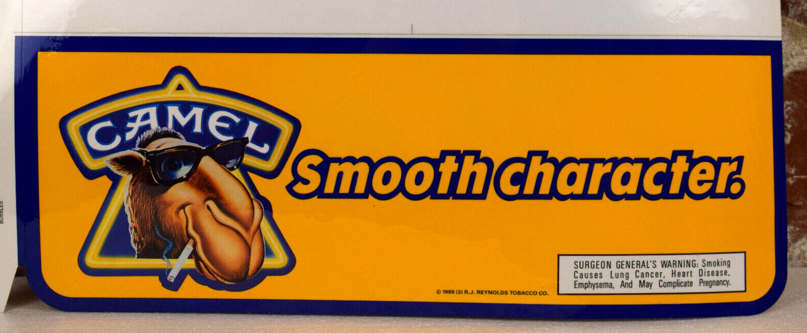 Vintage 1989 Joe Camel Cigarettes Smooth Character Store Advertising Decal Vintage 1989 Joe Camel Cigarettes Smooth Character Store Advertising Decal