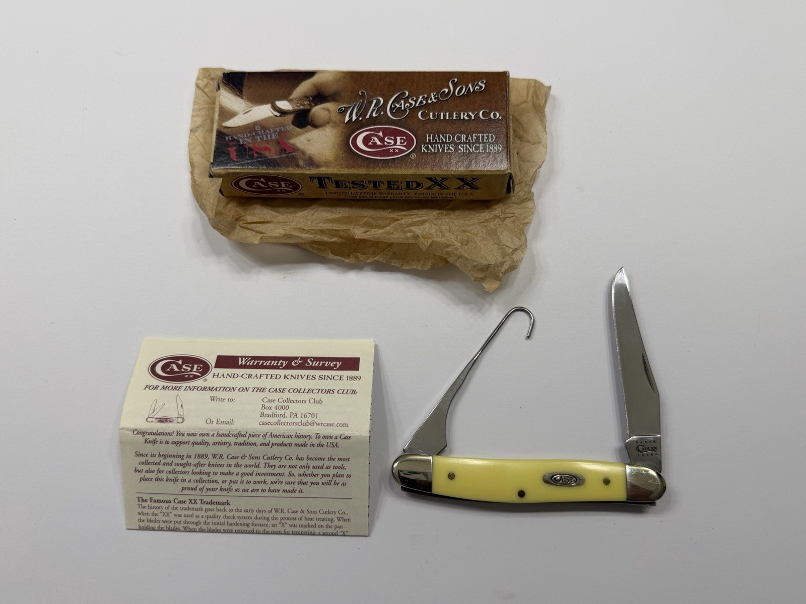 Case XX 3247H SS 2010 Yellow Synthetic Delrin Bird Hook Clip Point Pocket Knife