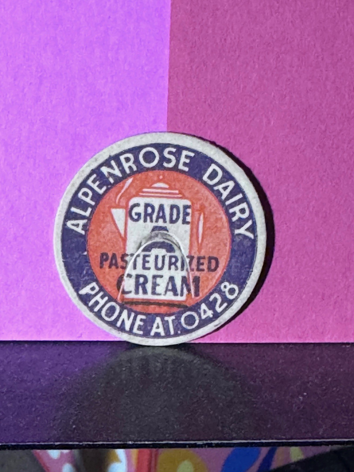 Rare Vintage Stnd Milk Bottle Cap Alpenrose Dairy Grade A Cream Portland, Oregon Rare Vintage Stnd Milk Bottle Cap Alpenrose Dairy Grade A Cream Portland, Oregon