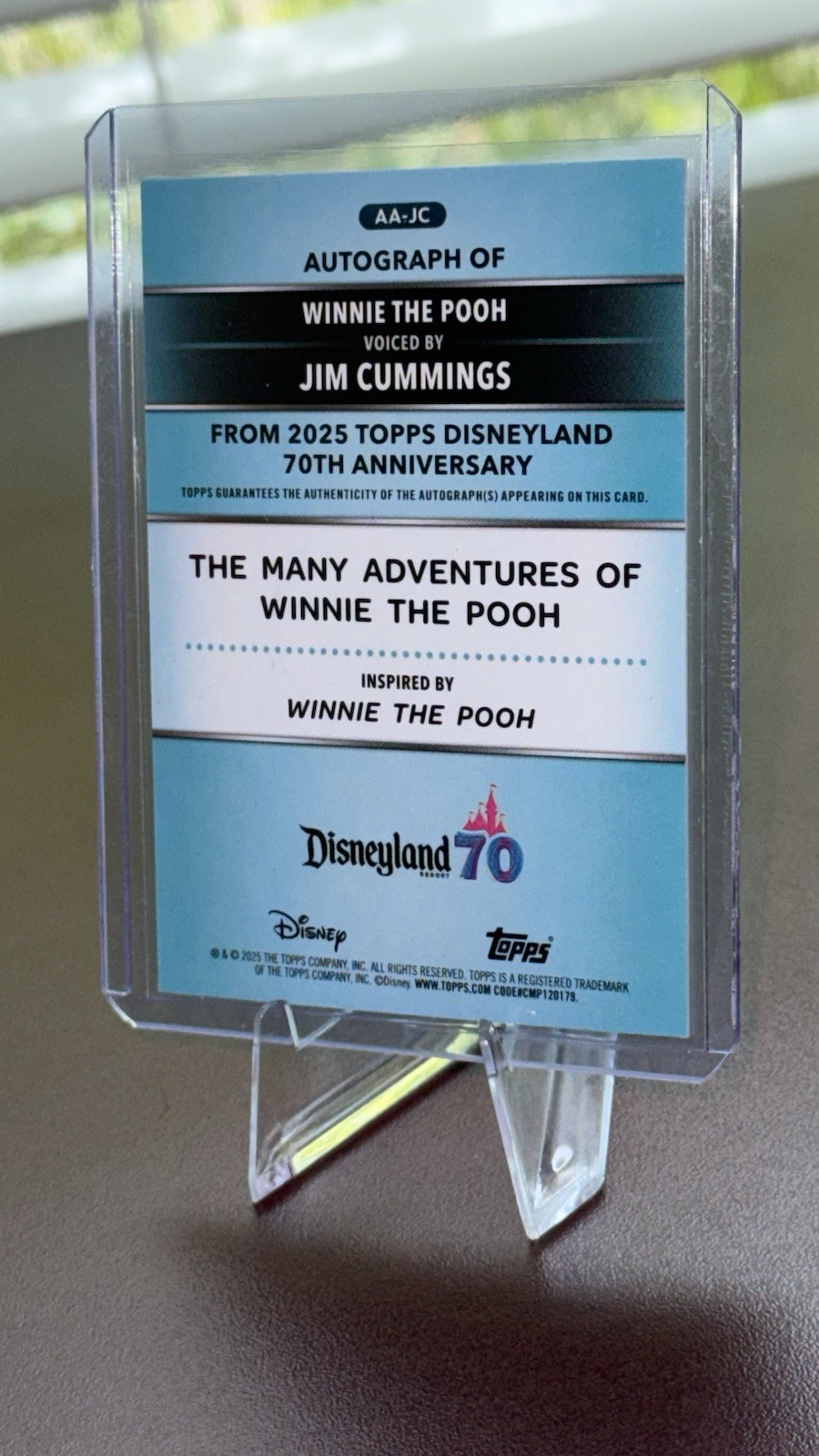 Jim Cummings Winnie The Pooh Auto Disneyland 70th