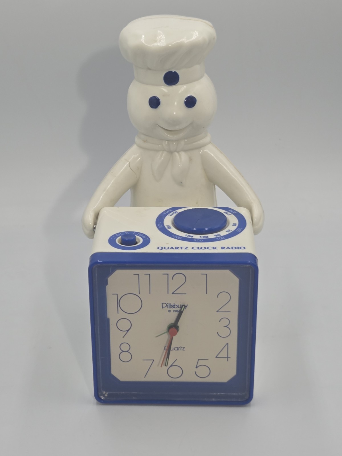 Vintage Pillsbury Doughboy Clock Radio 1986 9.5 Inches Quartz Clock Works Vintage Pillsbury Doughboy Clock Radio 1986 9.5 Inches Quartz Clock Works