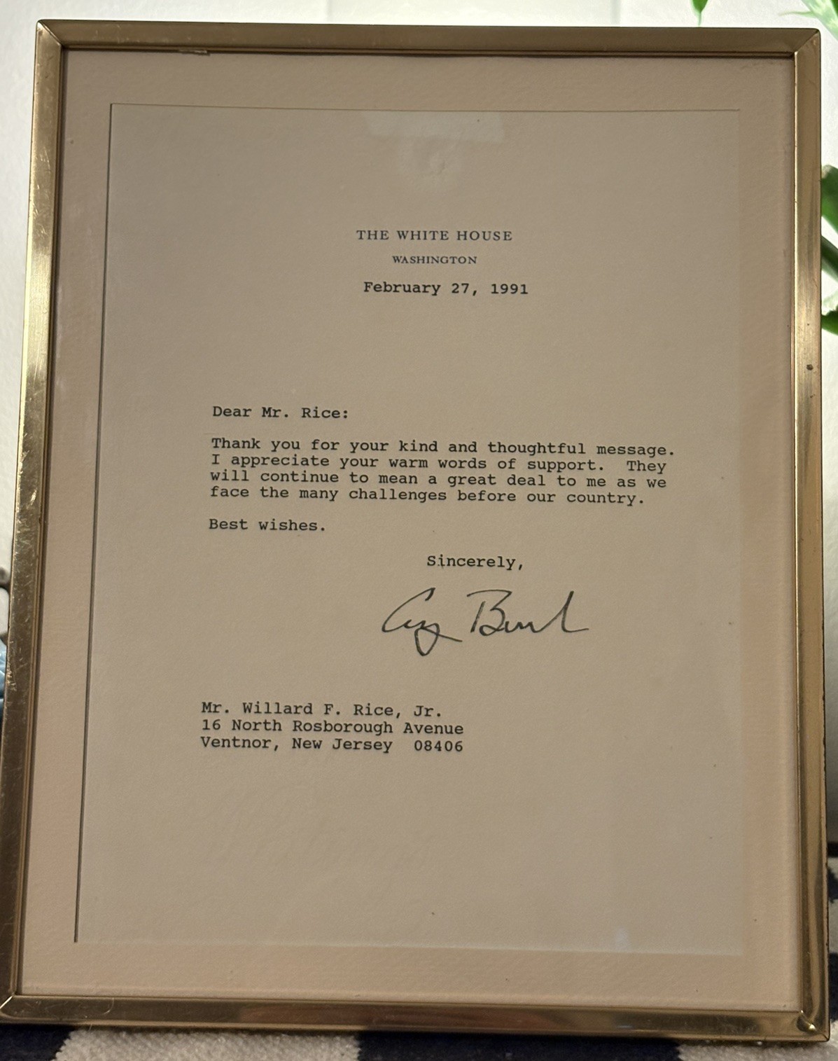 1991 President George H.W. Bush The White House Letter with Seal and Watermark 1991 President George H.W. Bush The White House Letter with Seal and Watermark