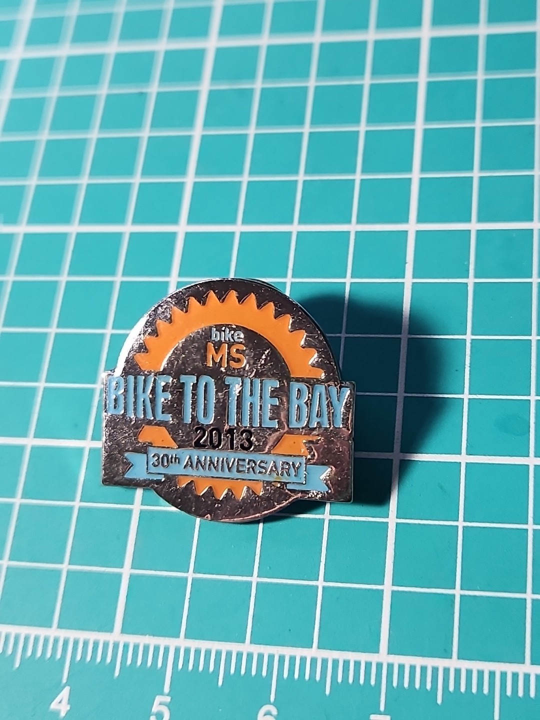 2013 Bike MS Bike To The Bay 30th Anniversary Silver Tone Lapel Pin