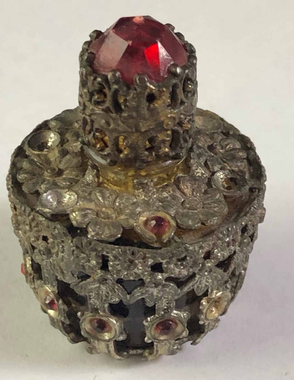 RARE - IRICE Metal Encased Perfume Bottle  - 1 3/4 inches Sf.2
