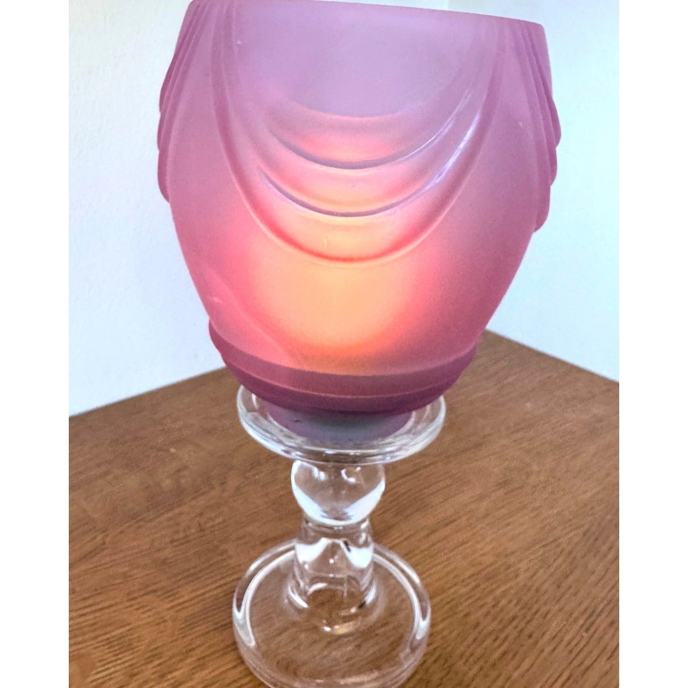 Vintage Pink Frosted Satin Glass Lamp Shade 1.75\