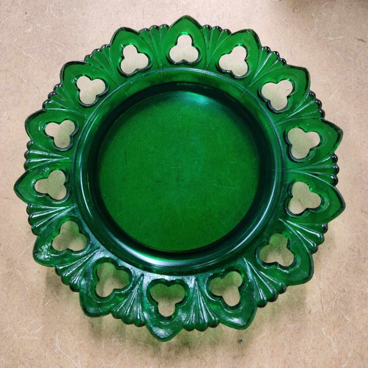 Vintage Kemple Green Glass Plate
