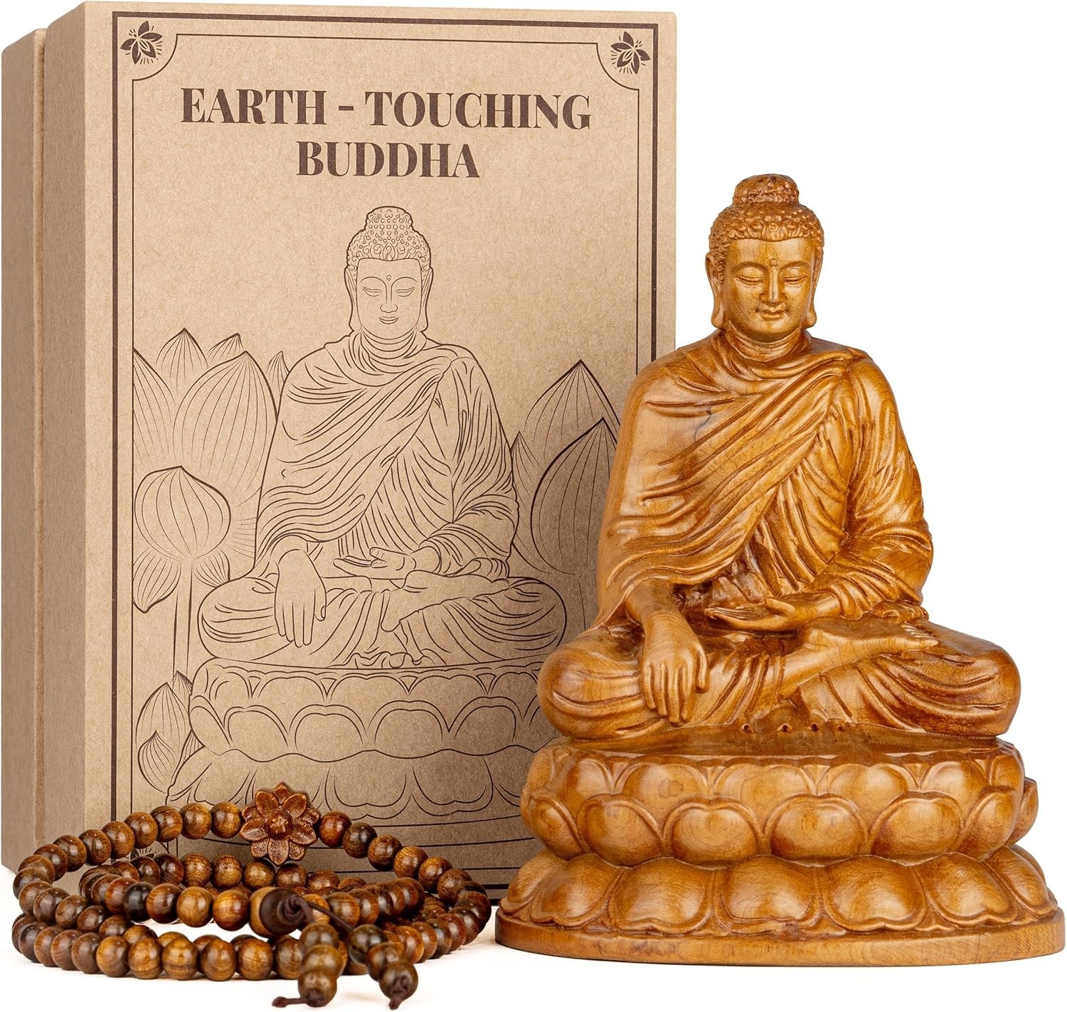 Wooden Shakyamuni Buddha Statue In Earth-Touching Mudra Hancrafted Vietnam 6\