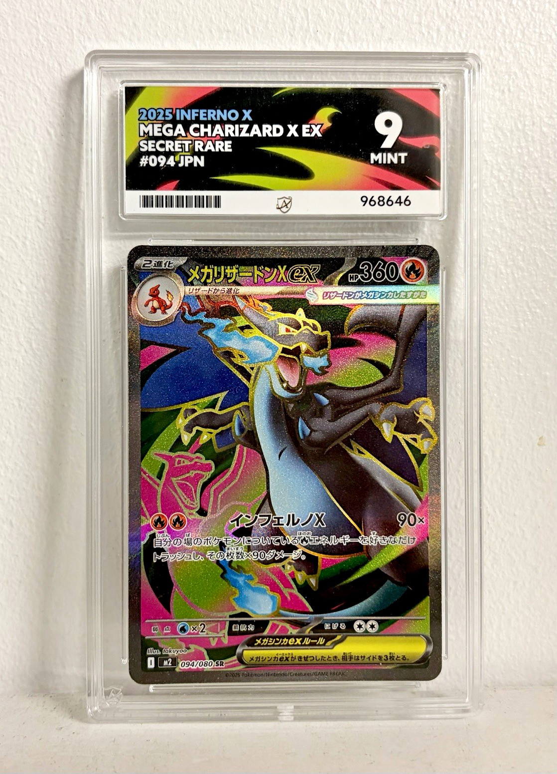 Pokemon TCG Mega Charizard X EX 094/080 Inferno X Japanese Card Slab Ace 9 Grade
