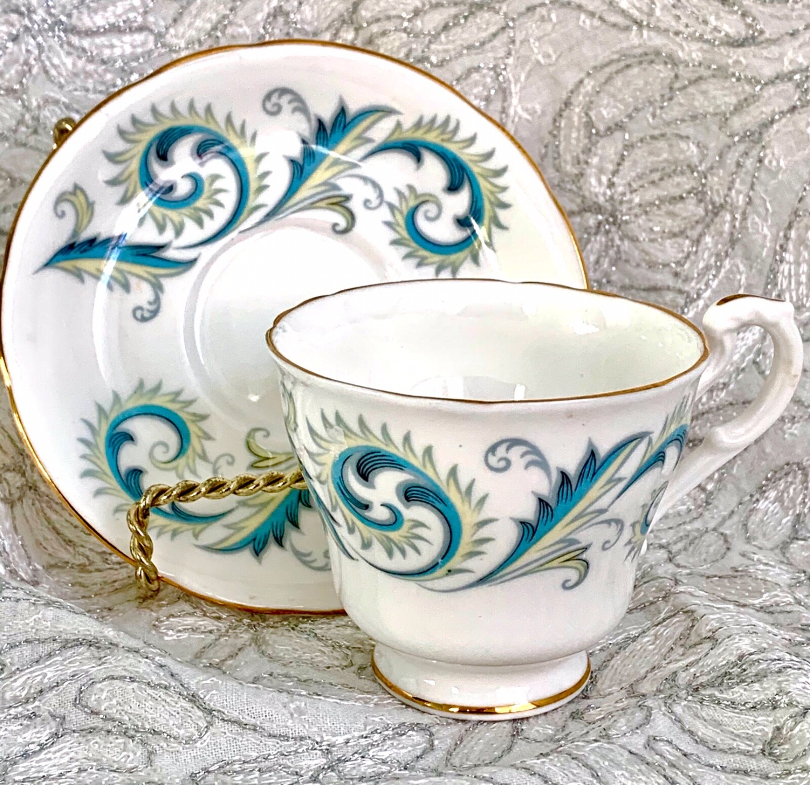 Bone China Tea Cup and Saucer Demitasse Duo Royal Standard Garland England 1960s Bone China Tea Cup and Saucer Demitasse Duo Royal Standard Garland England 1960s