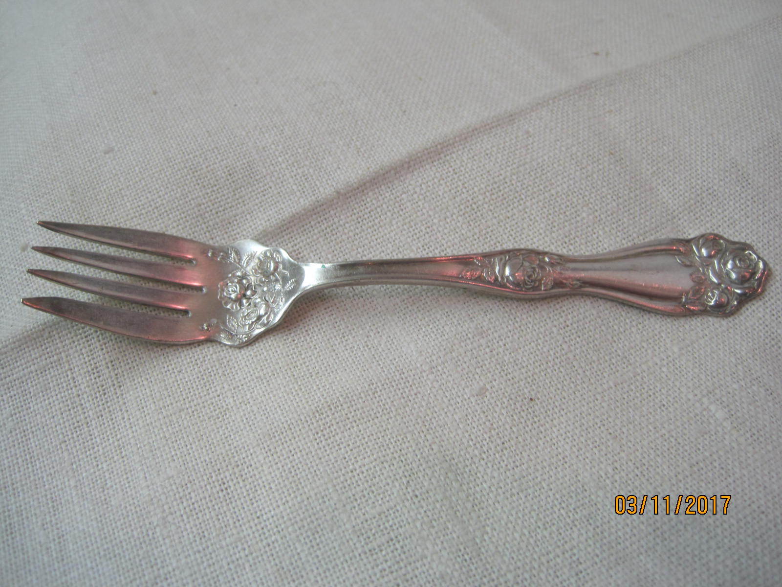 Antique 1909 IS Holmes & Edwards Silver plated Salad Fork American Beauty