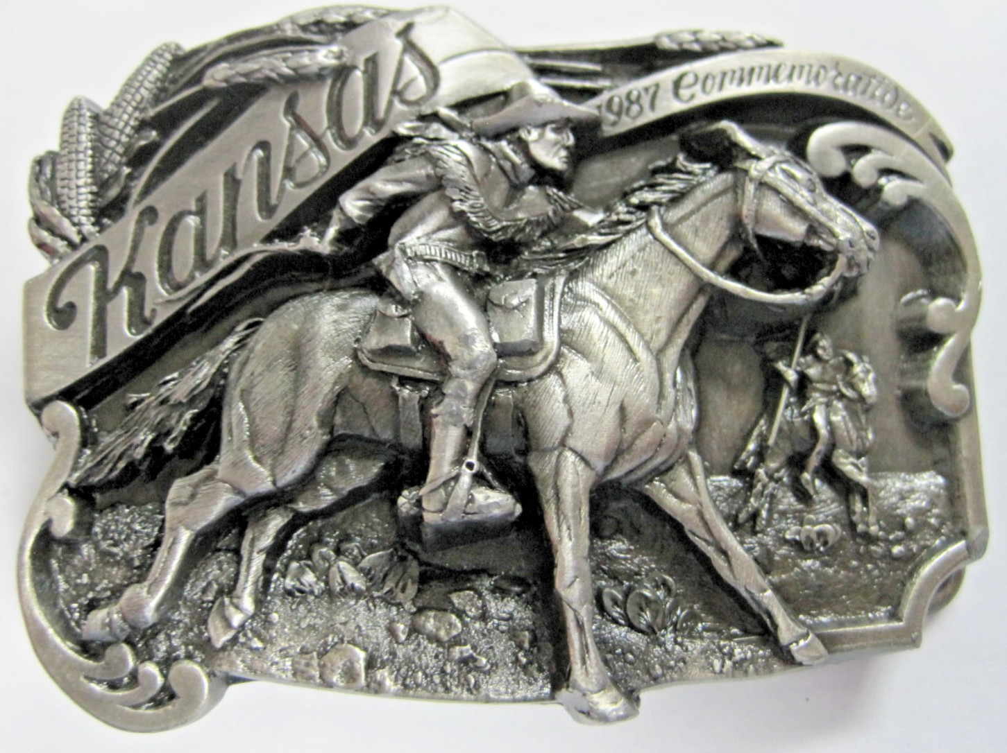 Kansas Commemorative 1987 Buckle Siskiyou Numbered Limited Ed, Horses