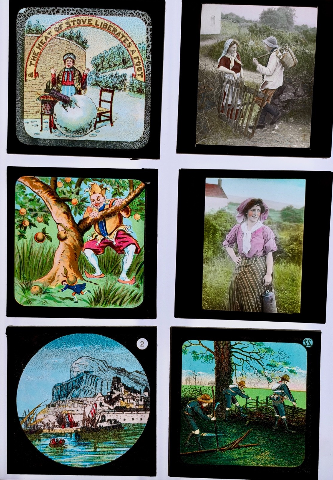 Lot of 6 Random Magic Lantern Glass Slides from the late 1800\'s-early 1900\'s