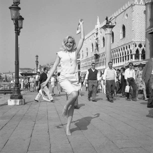 American actress Carroll Baker wearing a white dress portrayed Riv- Old Photo