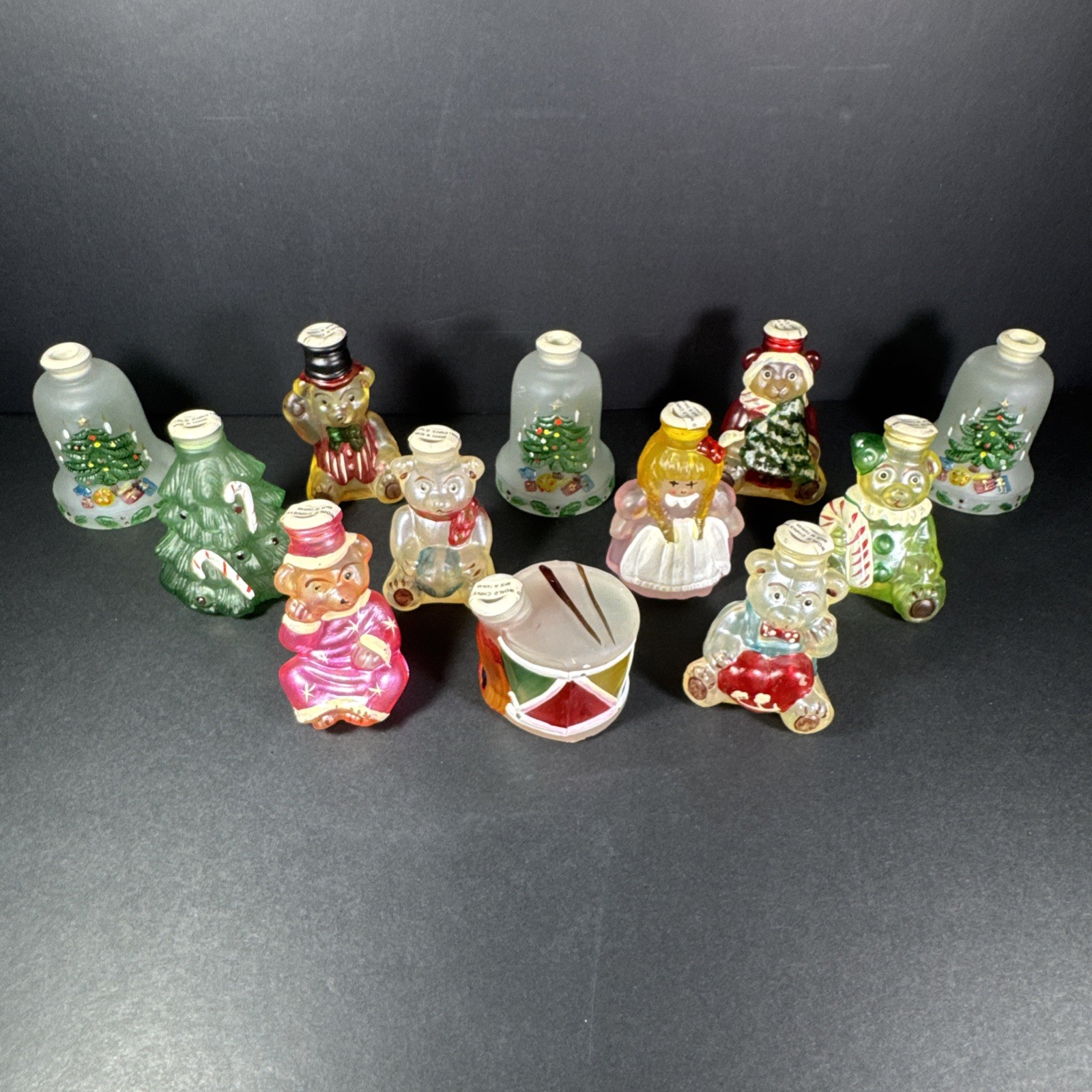 12 Vintage Old World Christmas Glass Light Covers Bears Tree Clara Drum Bells