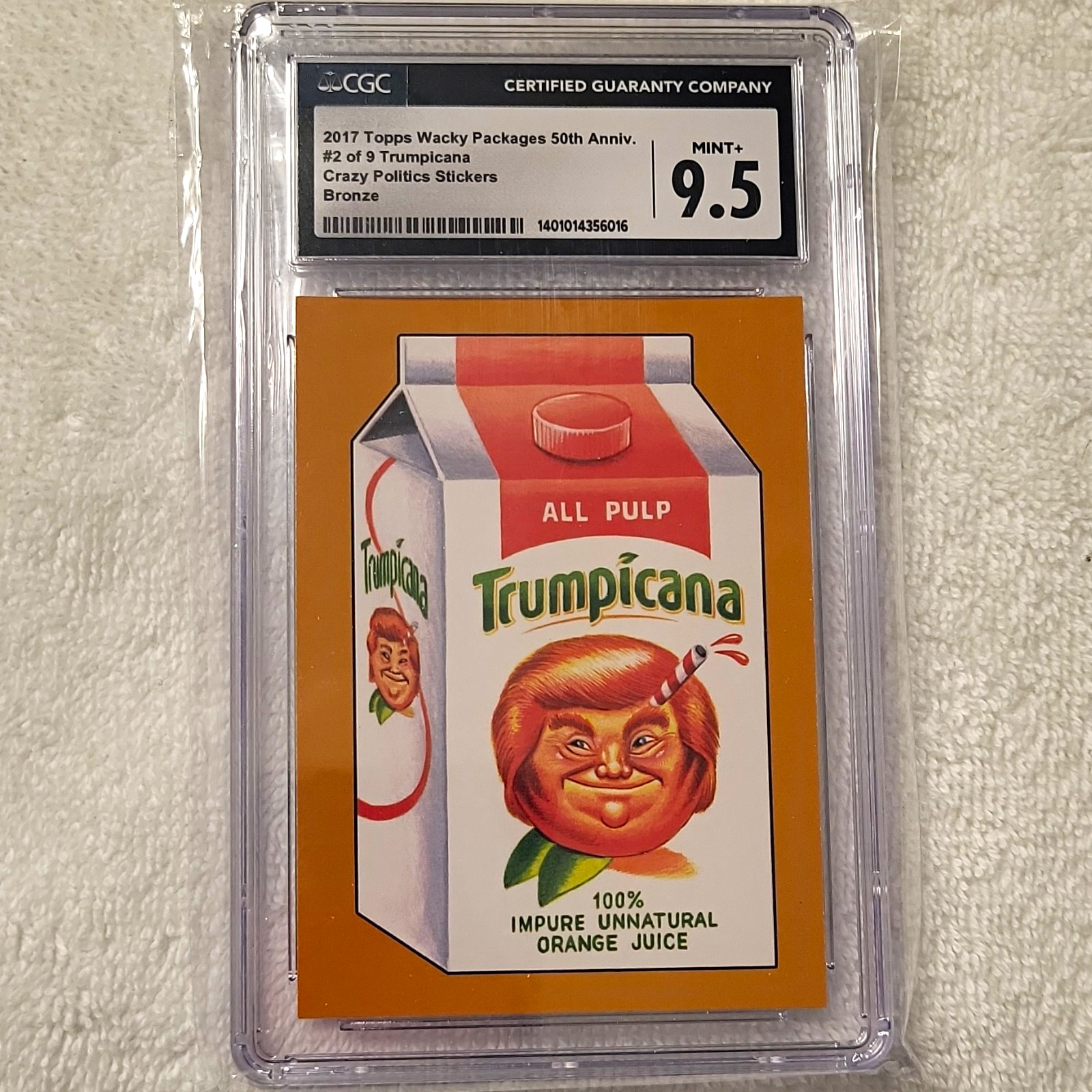 (Vary Rare) 2017 Wacky Packages 50th Anniversary Bronze Trumpicana #2/9 CGC 9.5 (Vary Rare) 2017 Wacky Packages 50th Anniversary Bronze Trumpicana #2/9 CGC 9.5