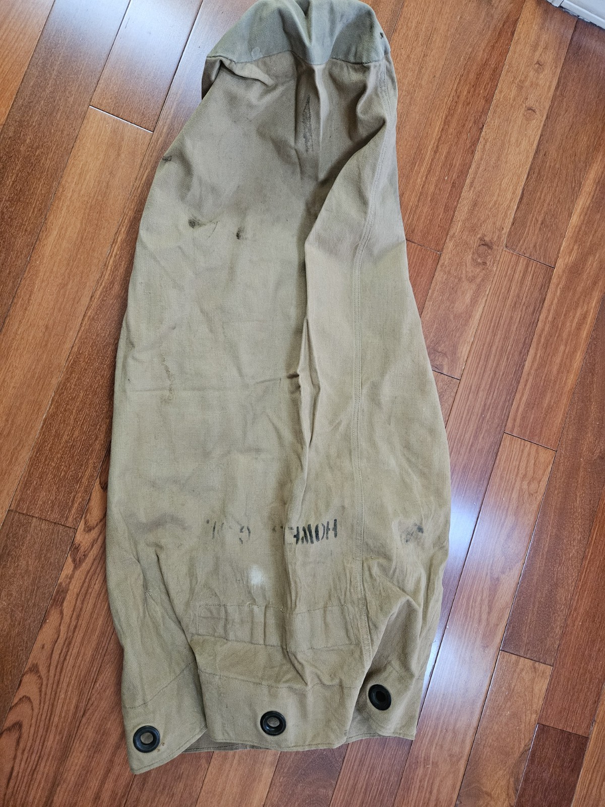 Vintage WW2 US Military Brown Canvas DUFFLE BAG 1945 WWII Named