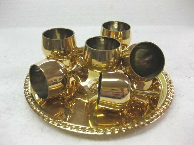 Set of 6 brass wine goblet cups