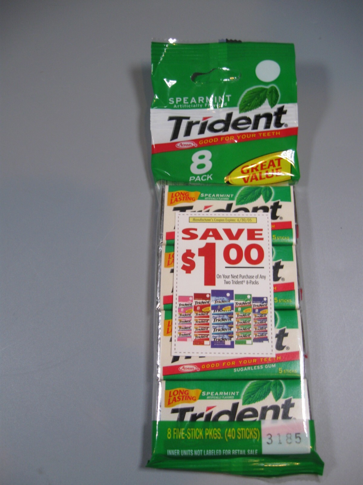 8 Packs Vintage Sugarless Trident Gum 2005 New Sealed
