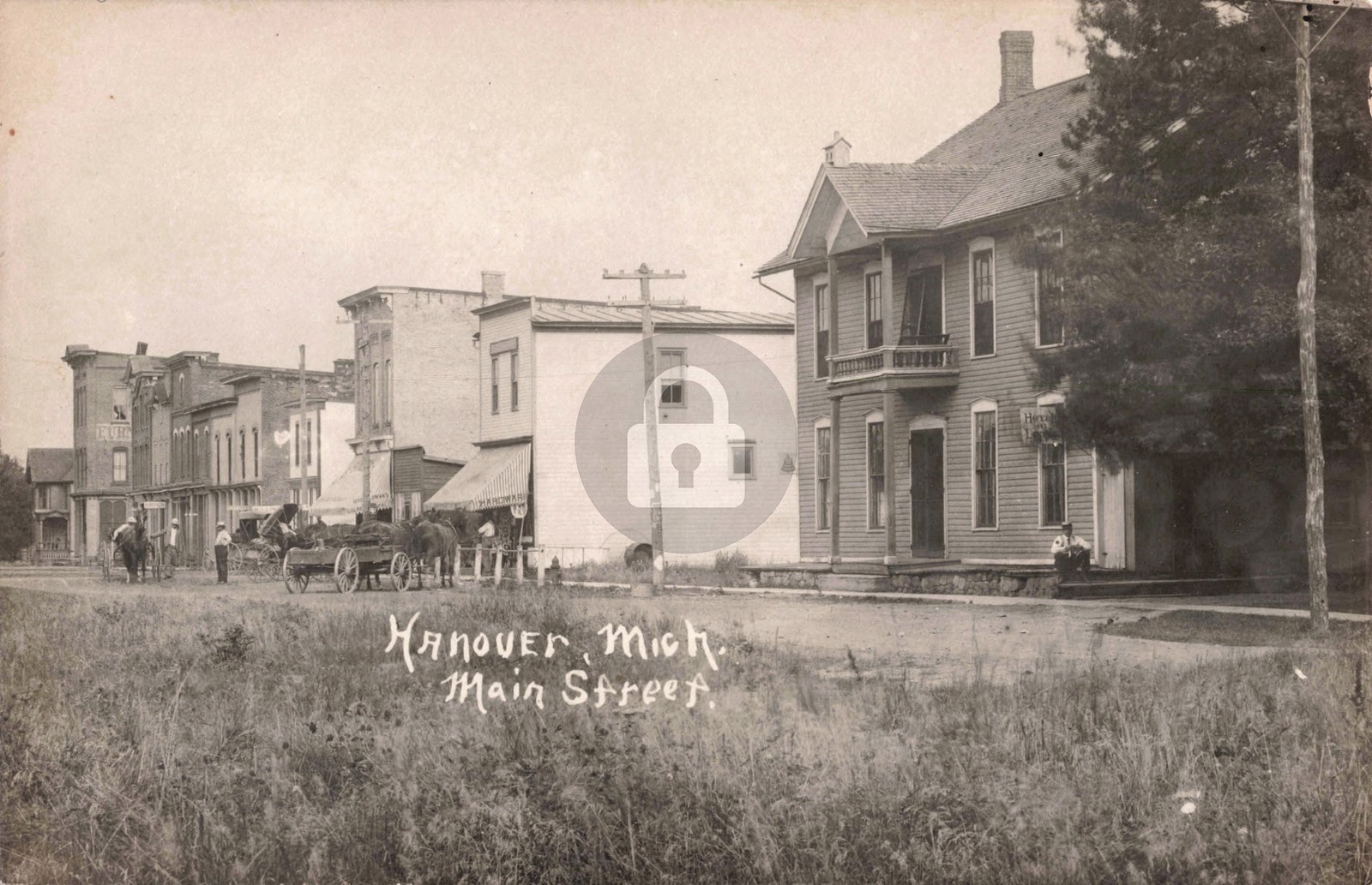 Street View Main St., Hanover MI Michigan RPPC Photo Postcard COPY