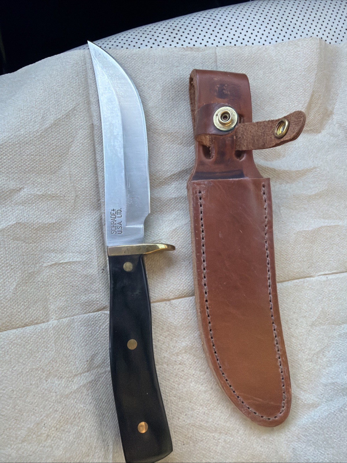 Vintage 1970-1980s Schrade+ USA 165 LTD Woodsman Knife Mint Sterile Sheath Vintage 1970-1980s Schrade+ USA 165 LTD Woodsman Knife Mint Sterile Sheath