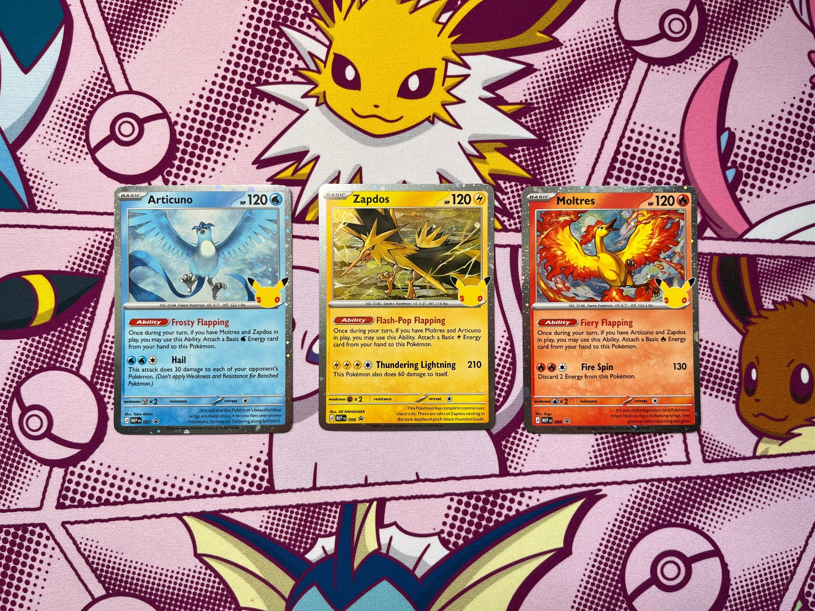 Moltres Zapdos Articuno MEP 096 097 098 - 30th Celebration Promo - SWIRL - NM