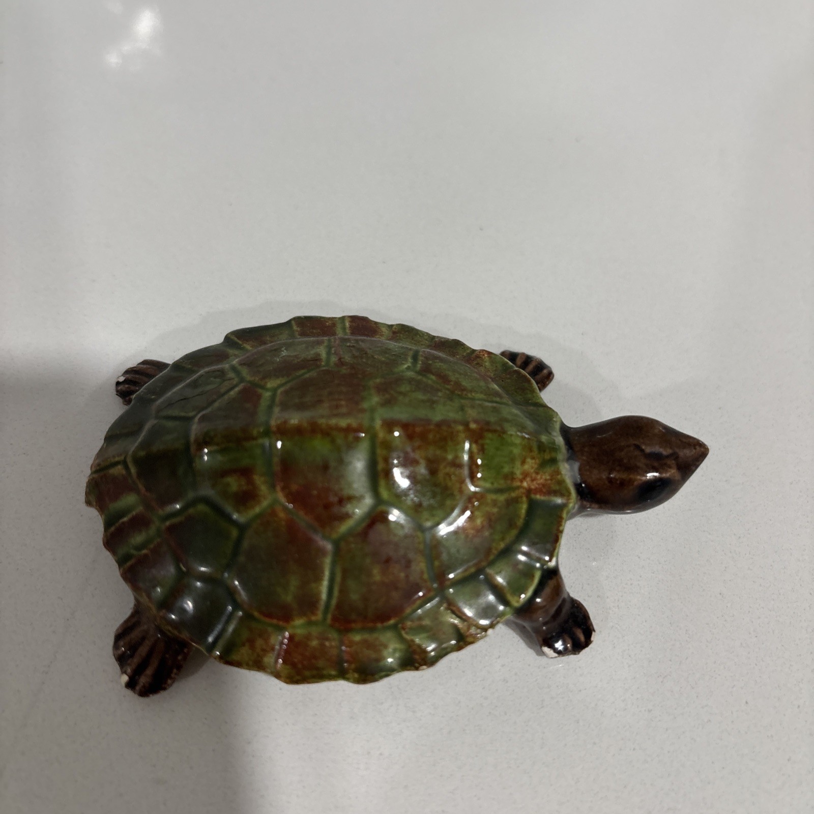 Vintage TURTLE Ceramic Figurine MCM Drip Glaze READ Vintage TURTLE Ceramic Figurine MCM Drip Glaze READ