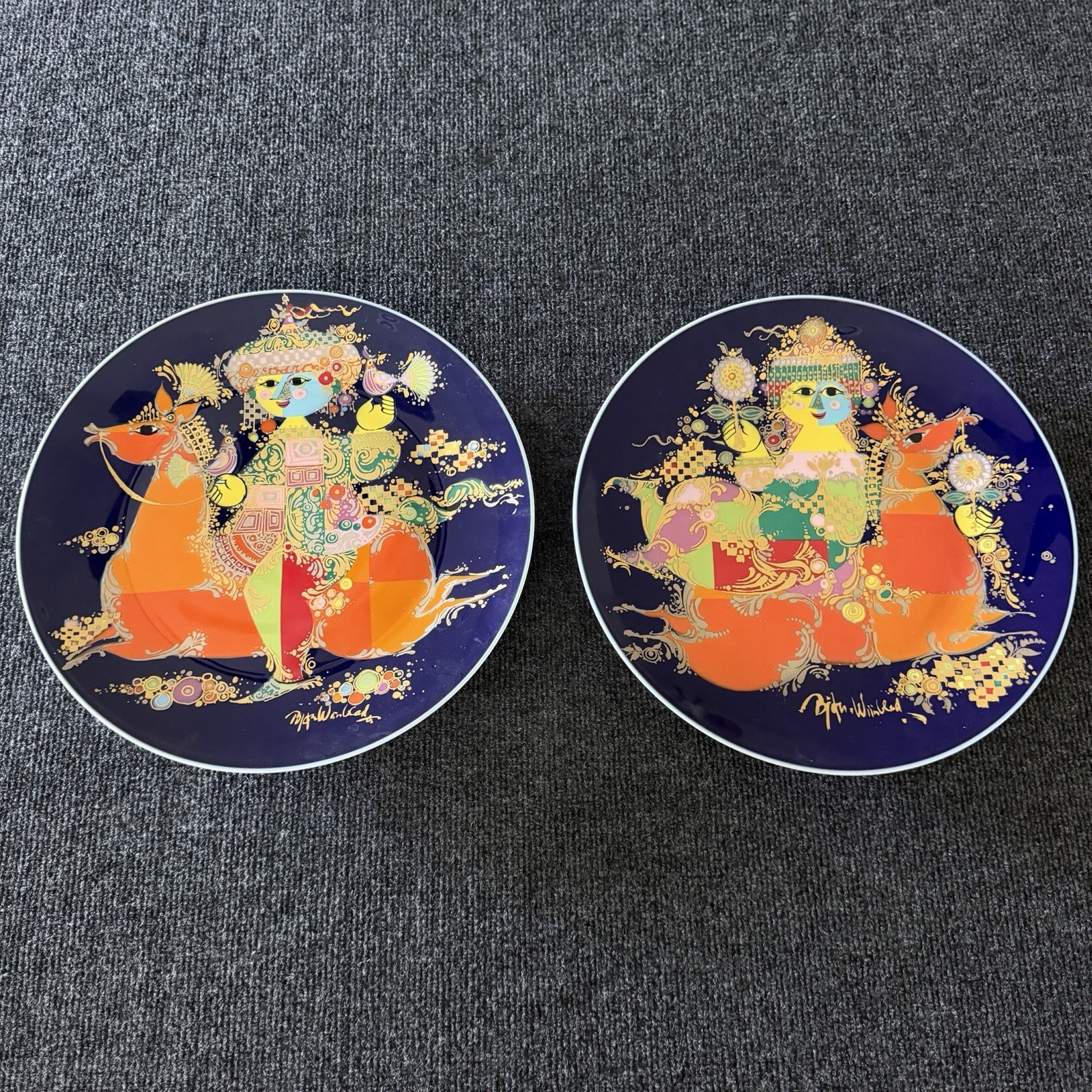 Rosenthal Bjorn Wiinblad 1001 Nights Plates Pair 100 Jahre Centennial Jubilee