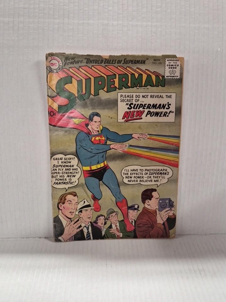 Superman #125 Comic Book 1958 Superman's New Power DC Comics Superman #125 Comic Book 1958 Superman's New Power DC Comics
