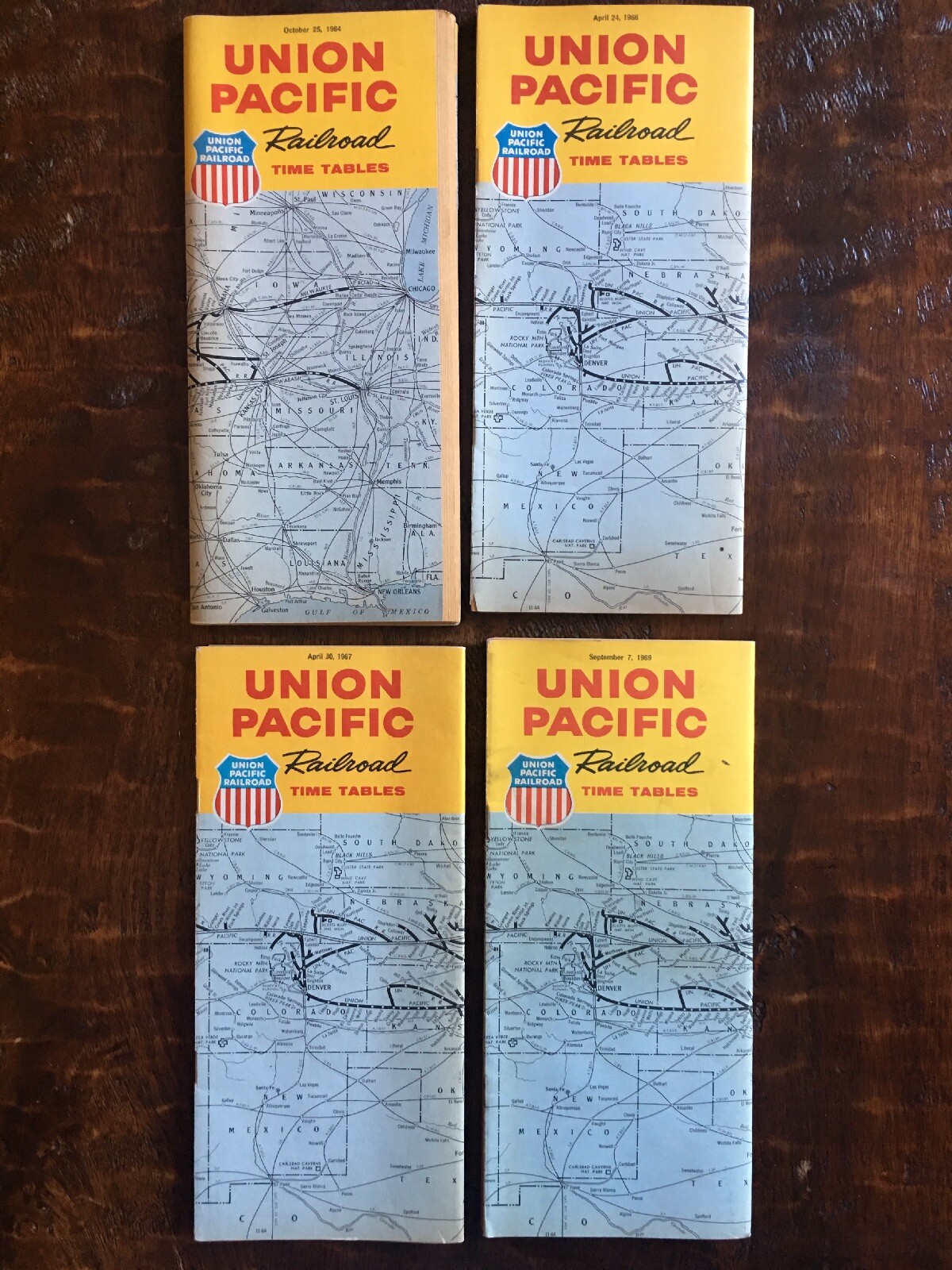 Union Pacific - Time Table - 1964, 1966, 1967, 1969. LOT OF 4 Union Pacific - Time Table - 1964, 1966, 1967, 1969. LOT OF 4