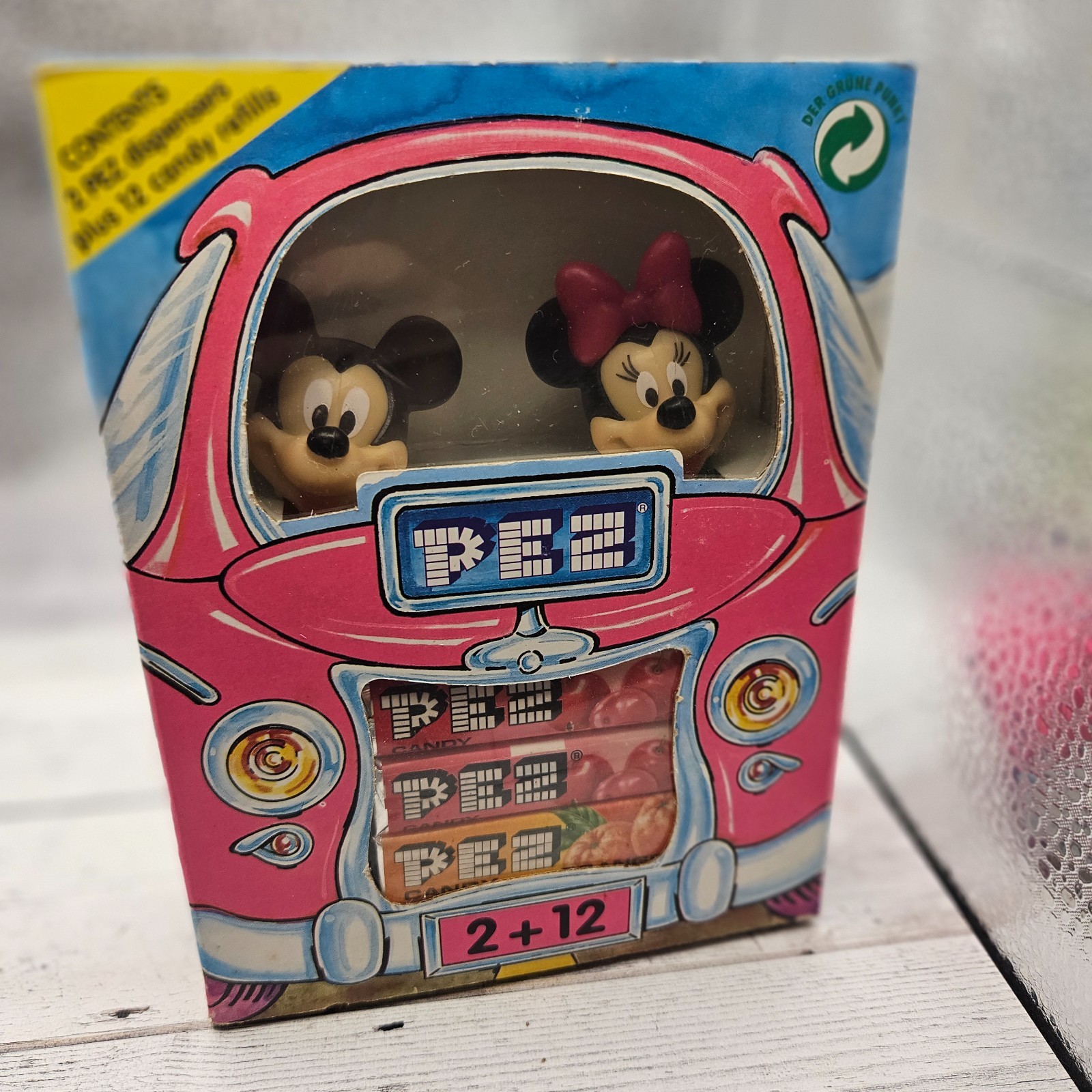 Vintage 1990s PEZ 2+12 Pink Car Box Disney Mickey & Minnie Mouse Made for Canada Vintage 1990s PEZ 2+12 Pink Car Box Disney Mickey & Minnie Mouse Made for Canada