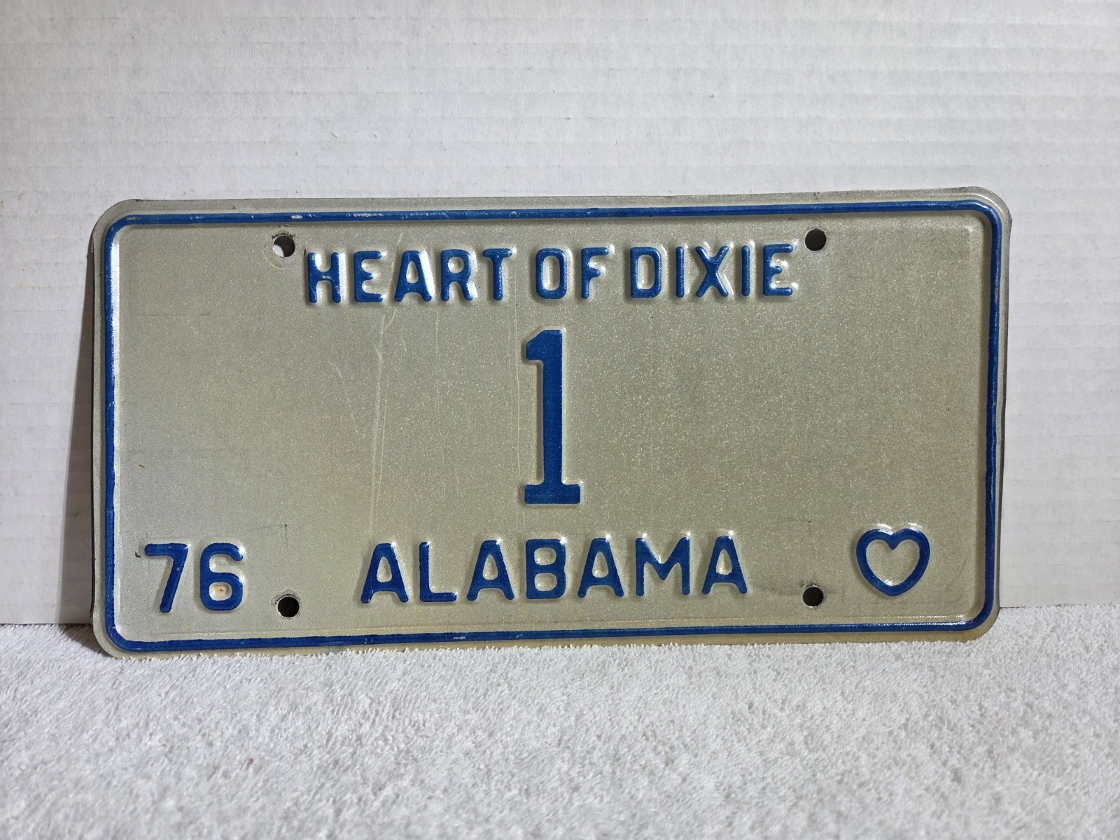 Vintage 1976 Alabama Governor License Plate LOW NUMBER # 1