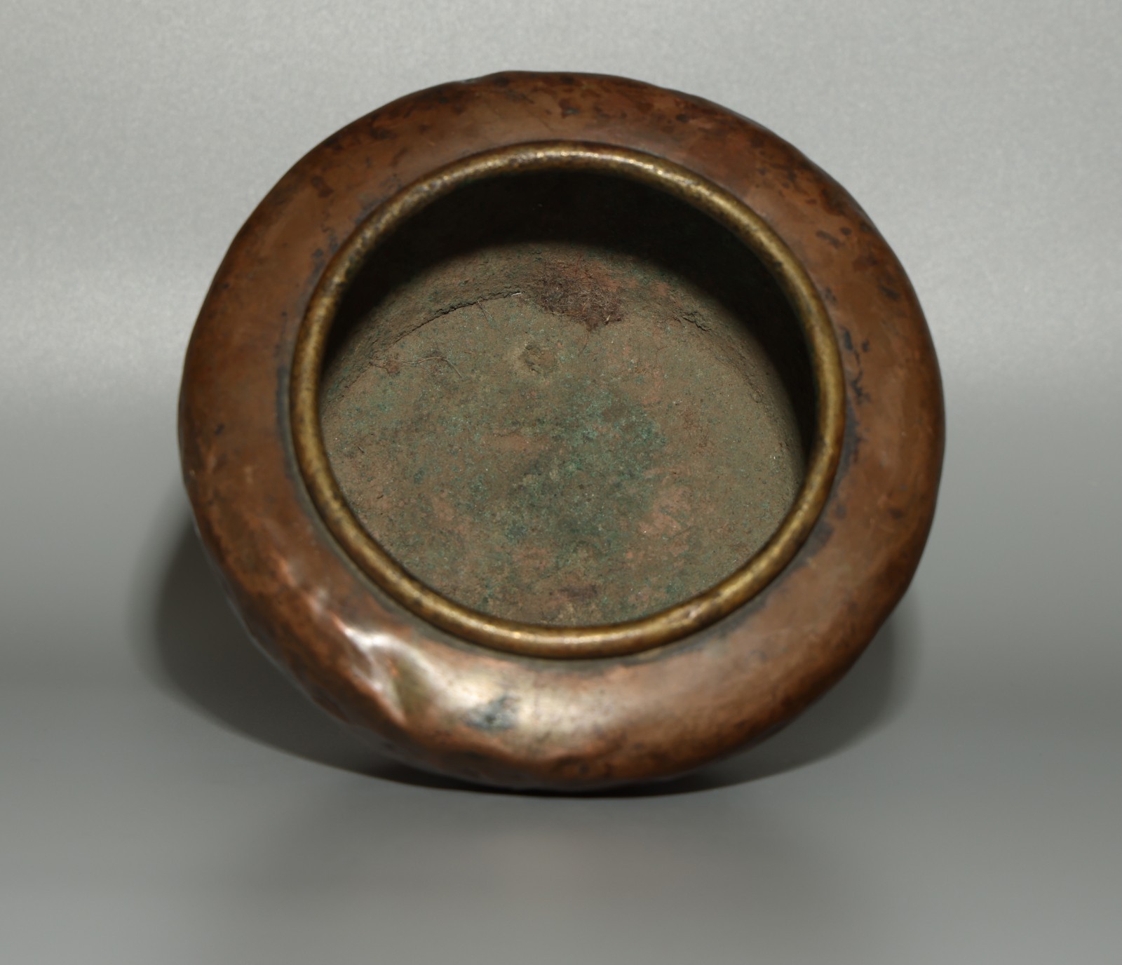Tibetan 18th Century Old Antique Buddhist Red Copper Alms Bowl Patra Bowl Amulet