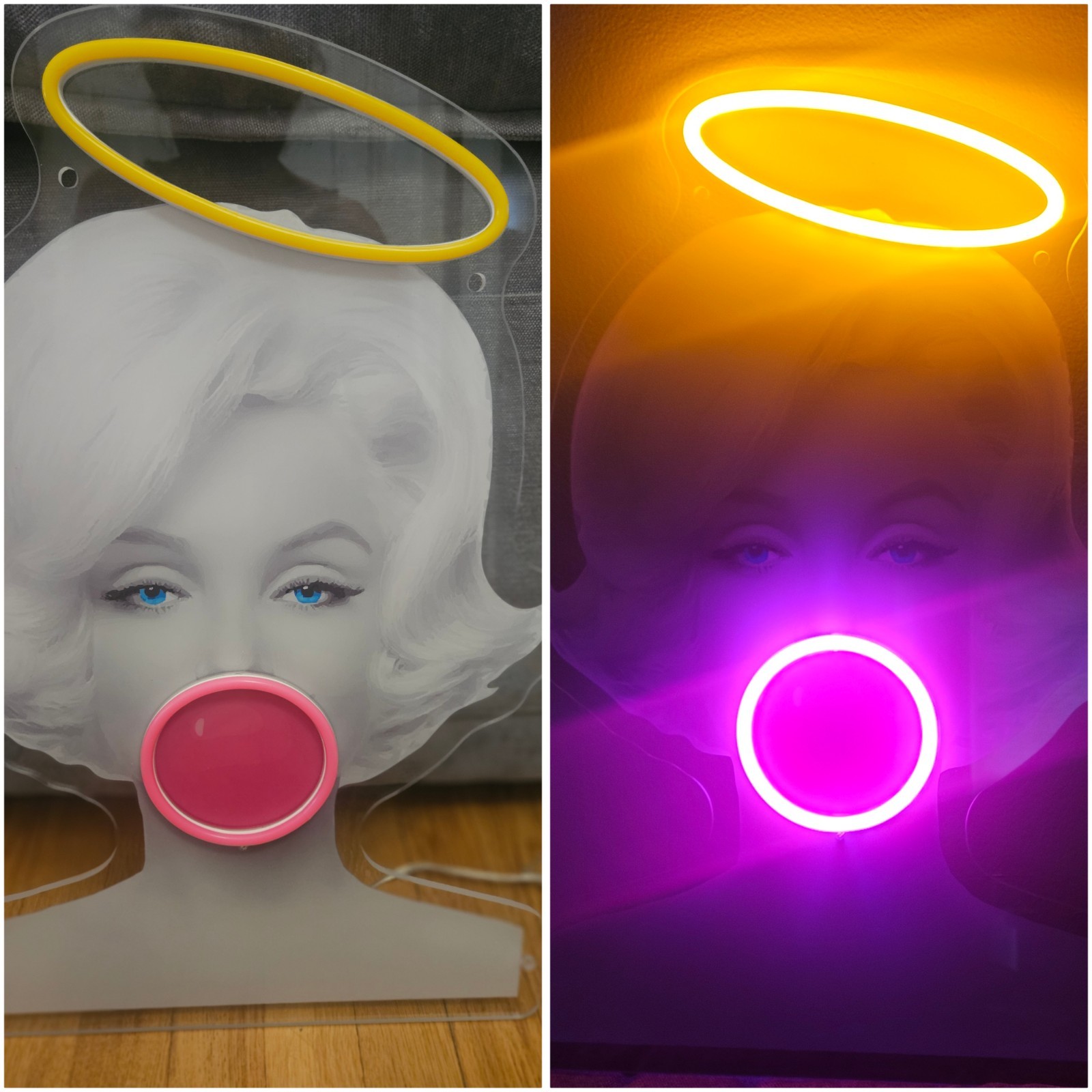 Marilyn Monroe Acrylic Led Neon Bubble Gum Bombshell Portrait Wall Hanging Marilyn Monroe Acrylic Led Neon Bubble Gum Bombshell Portrait Wall Hanging