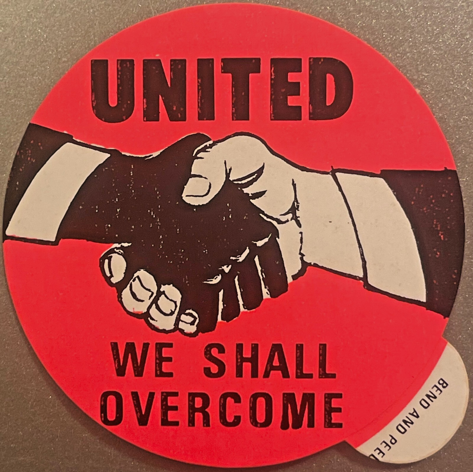 Vintage 1960s Civil Rights Handshake Decal 🤝 United We Shall Overcome Sticker