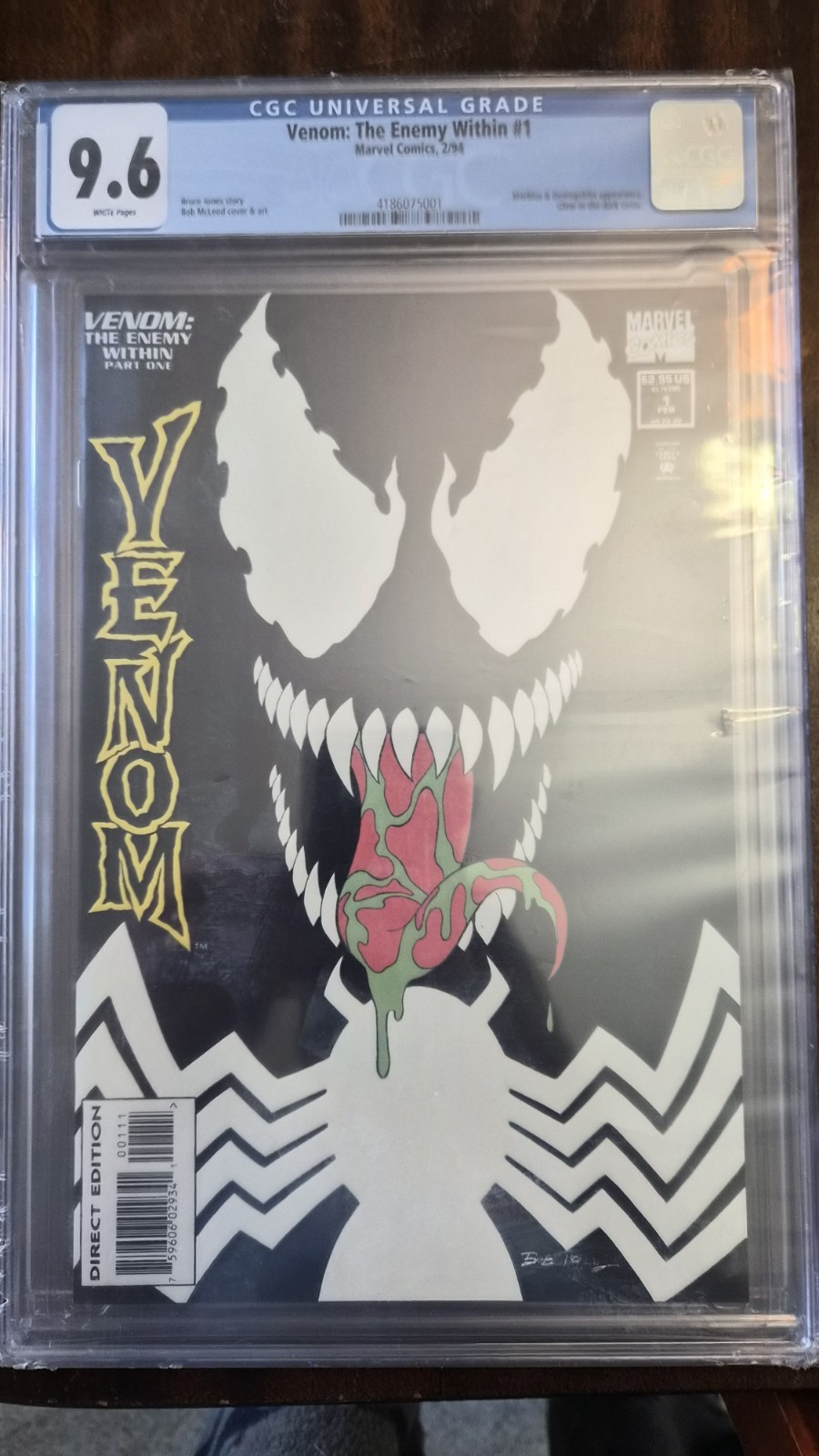 Venom: The Enemy Within #1 CGC 9.6 White Pages Glow In The Dark Cover Venom: The Enemy Within #1 CGC 9.6 White Pages Glow In The Dark Cover