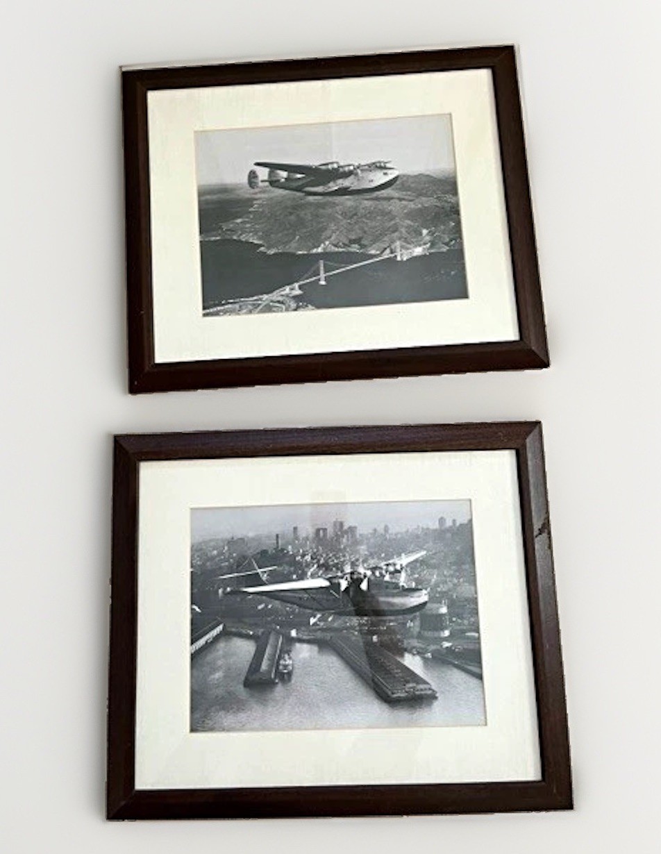 Pair Framed VTG airplane photo prints Clyde Sunderland Pan Am Clippers 15x18” SF Pair Framed VTG airplane photo prints Clyde Sunderland Pan Am Clippers 15x18” SF