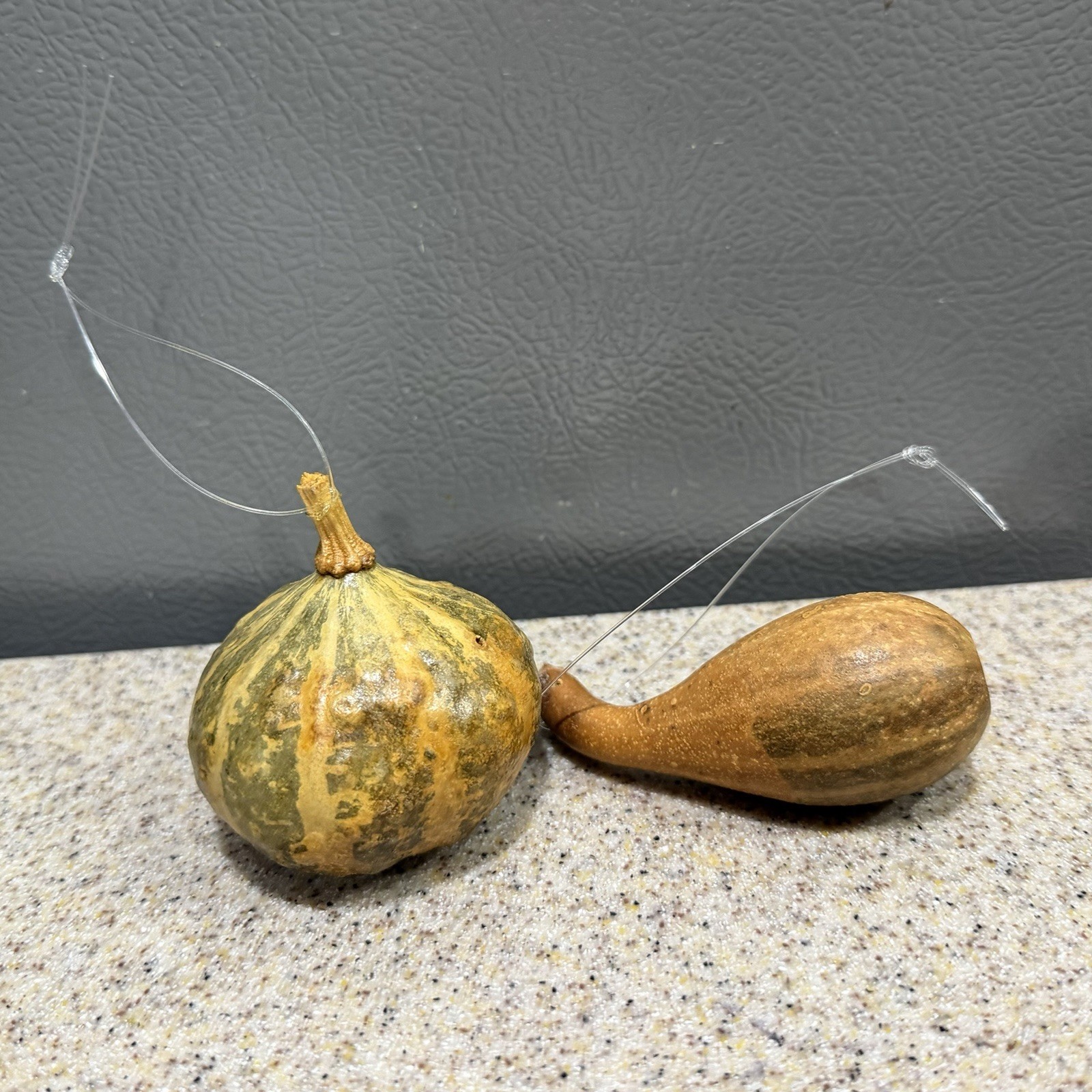 2 Vtg Gourd Ornaments Hanging Small Natural EUC
