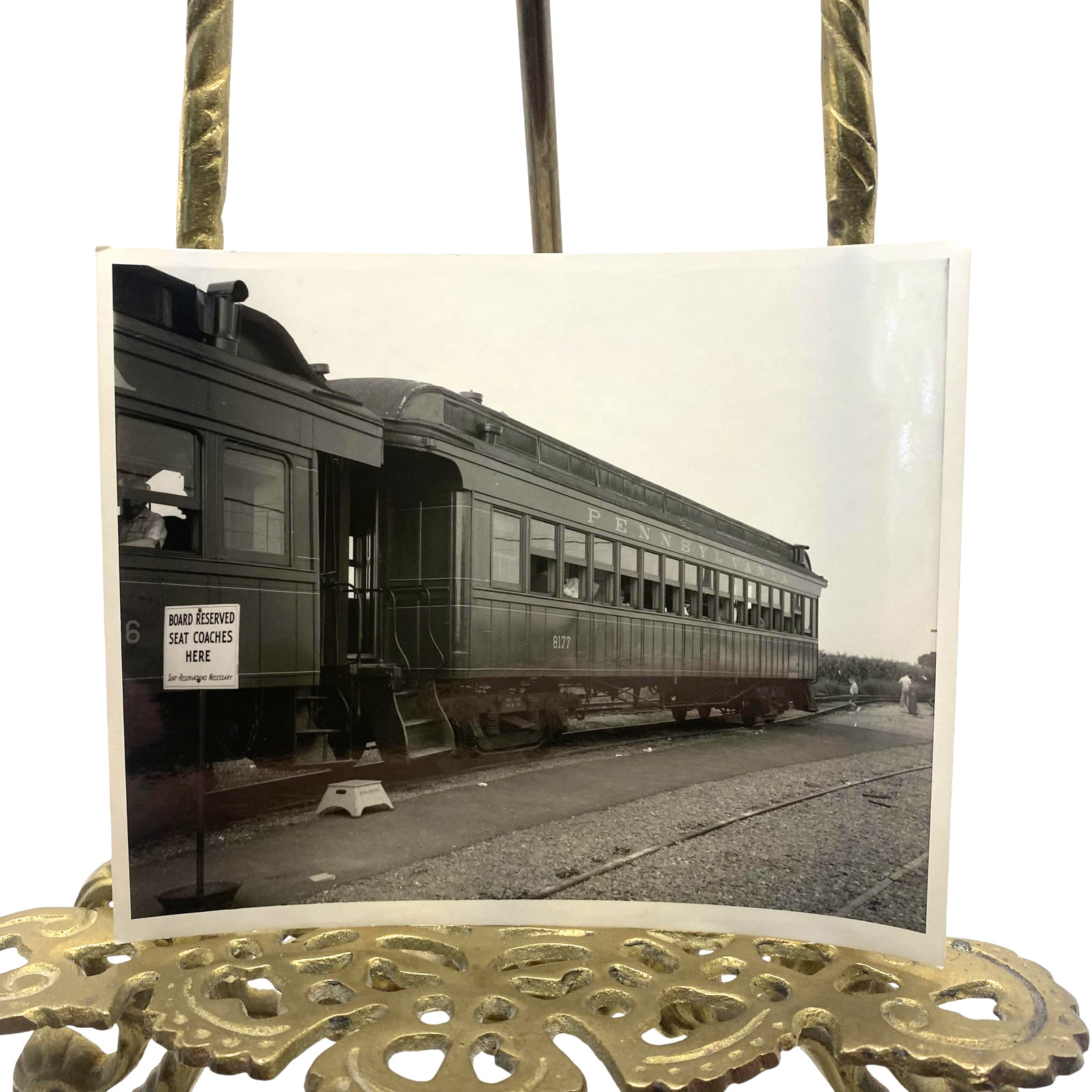 Vintage Pennsylvania Railroad Coach 8177 Train Photo 4x5 B&W Gelatin Orig