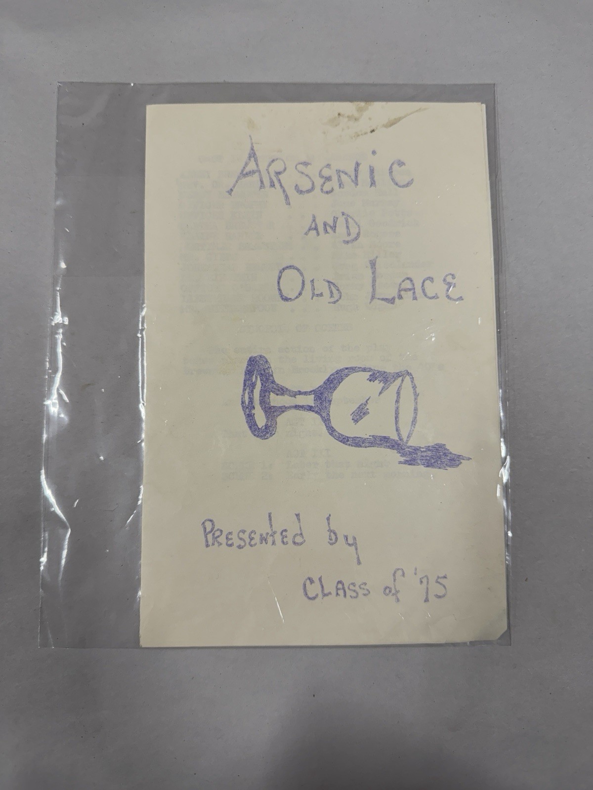 1975 Arsenic and Old Lace School Play Program 1975 Arsenic and Old Lace School Play Program
