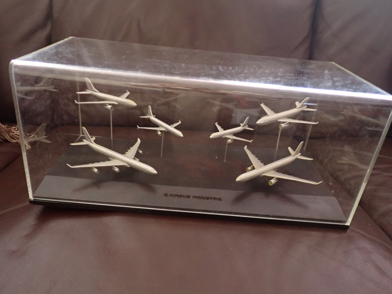 Airbus Industries Airline Executive Display Case w/Six Pewter Models
