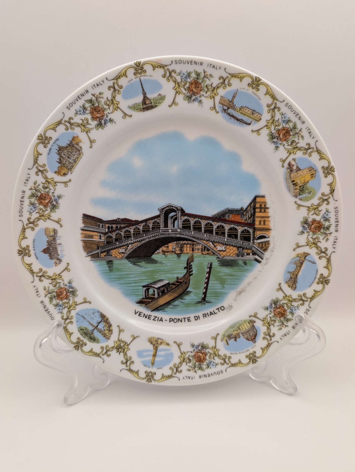 Vintage Collectible Plate Venezia Ponte Di Rialto Italy Souvenir Decorative