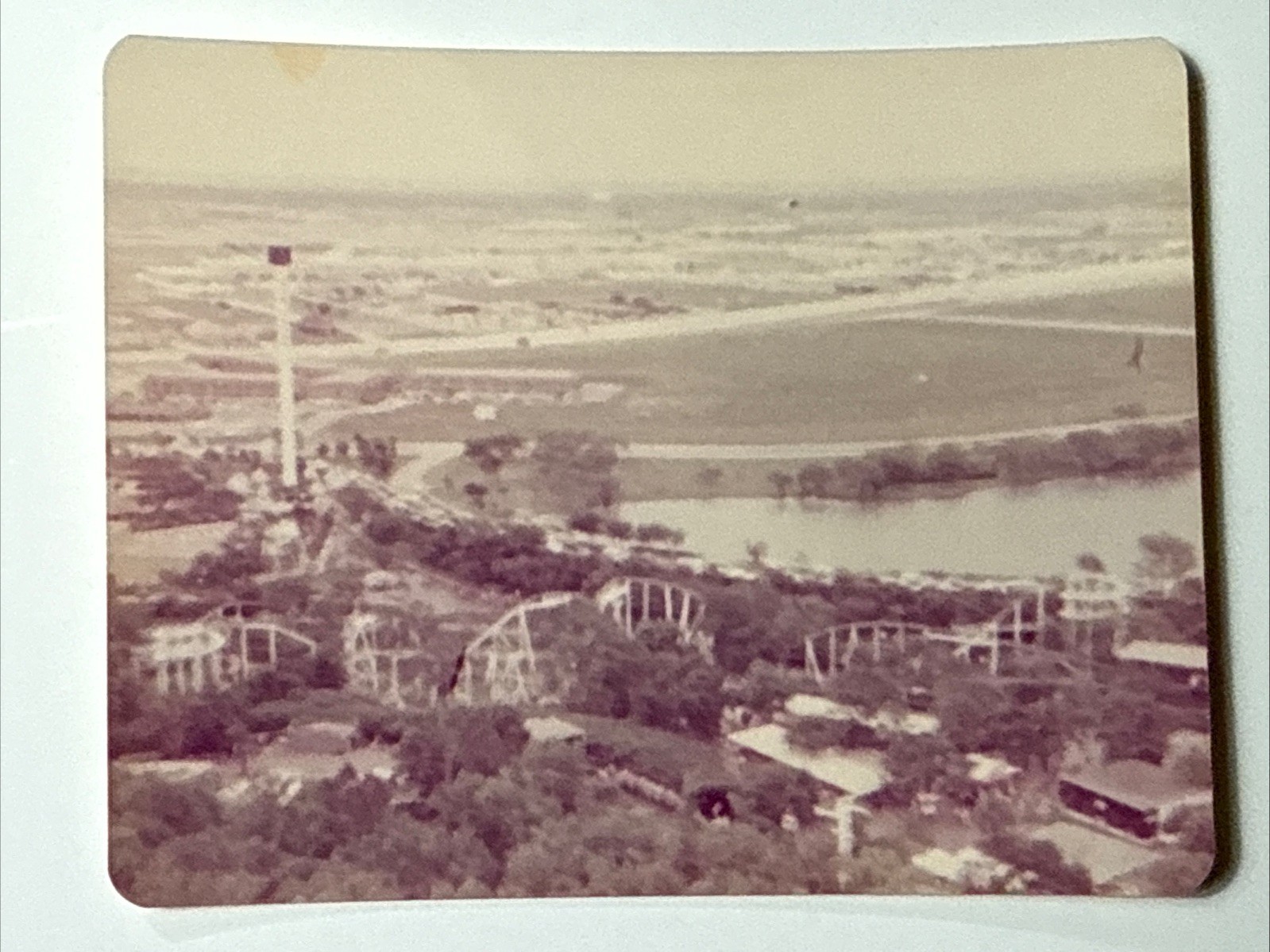 c. 1970s TEXAS CHUTE OUT Six Flags over TX Arlington Vtg Amusement Photo Coaster