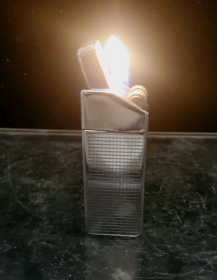 Vintage Lighter Butane Consul Swiss Chrome Grid MCM Working 1960s Holds Gas