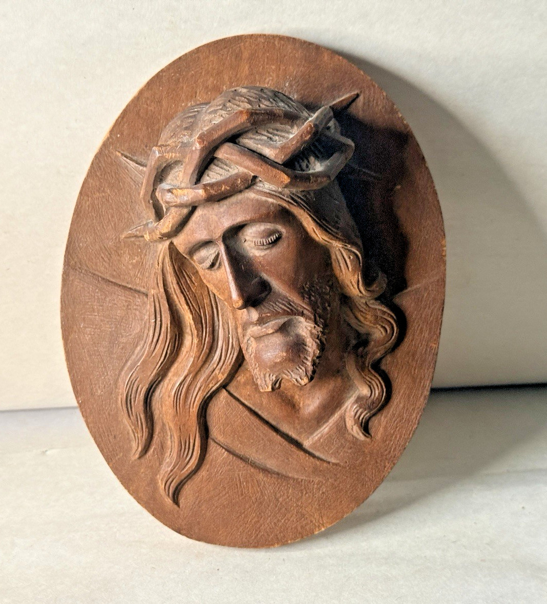 Vintage Jesus Carved Wood 3 Dimensional Plaque Switzerland ARS-Ecclesia Inc NYC Vintage Jesus Carved Wood 3 Dimensional Plaque Switzerland ARS-Ecclesia Inc NYC