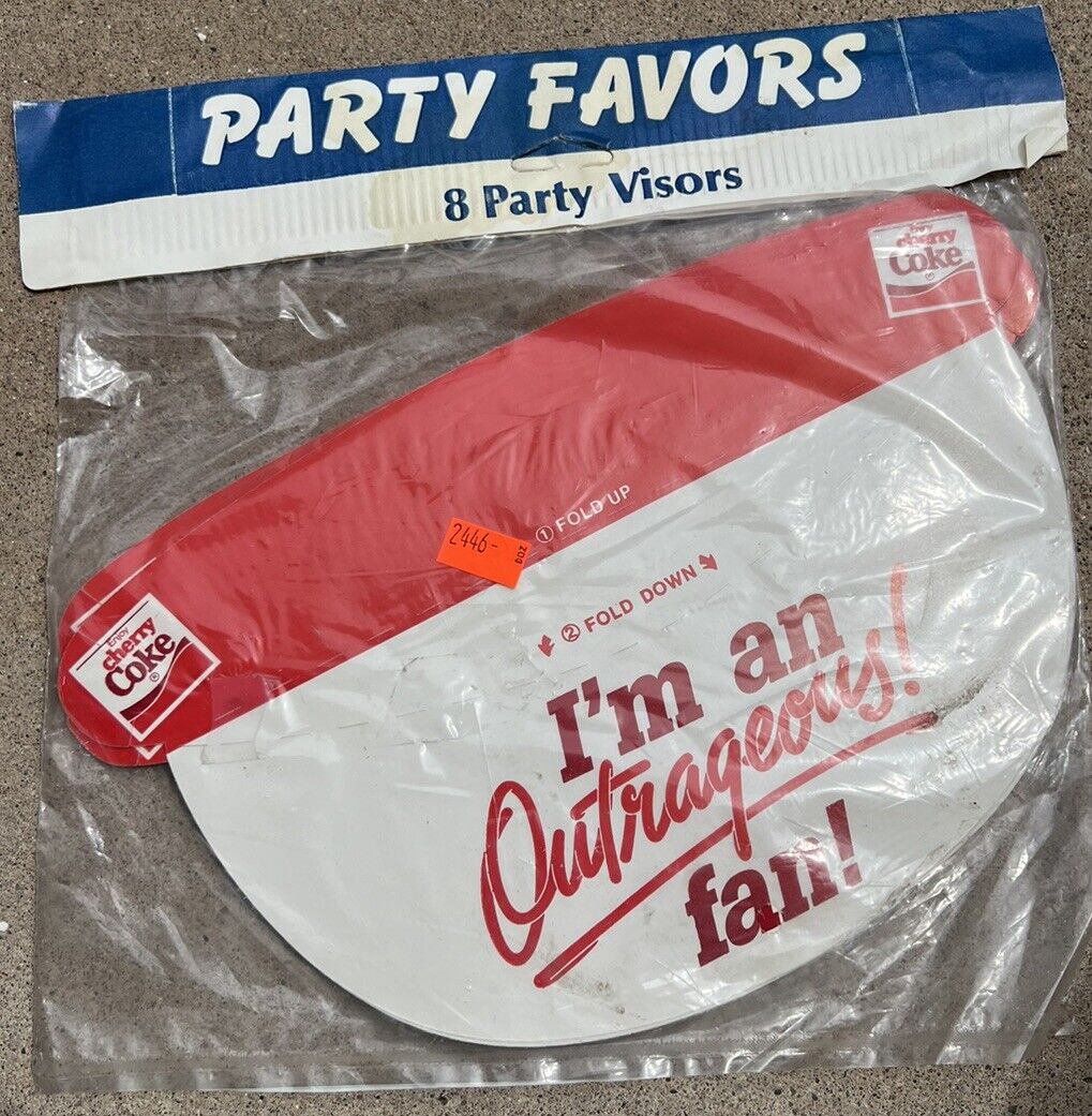 Vintage Cherry Coke Coca Cola Party Favors Visors Hat 8 Pack New NOS