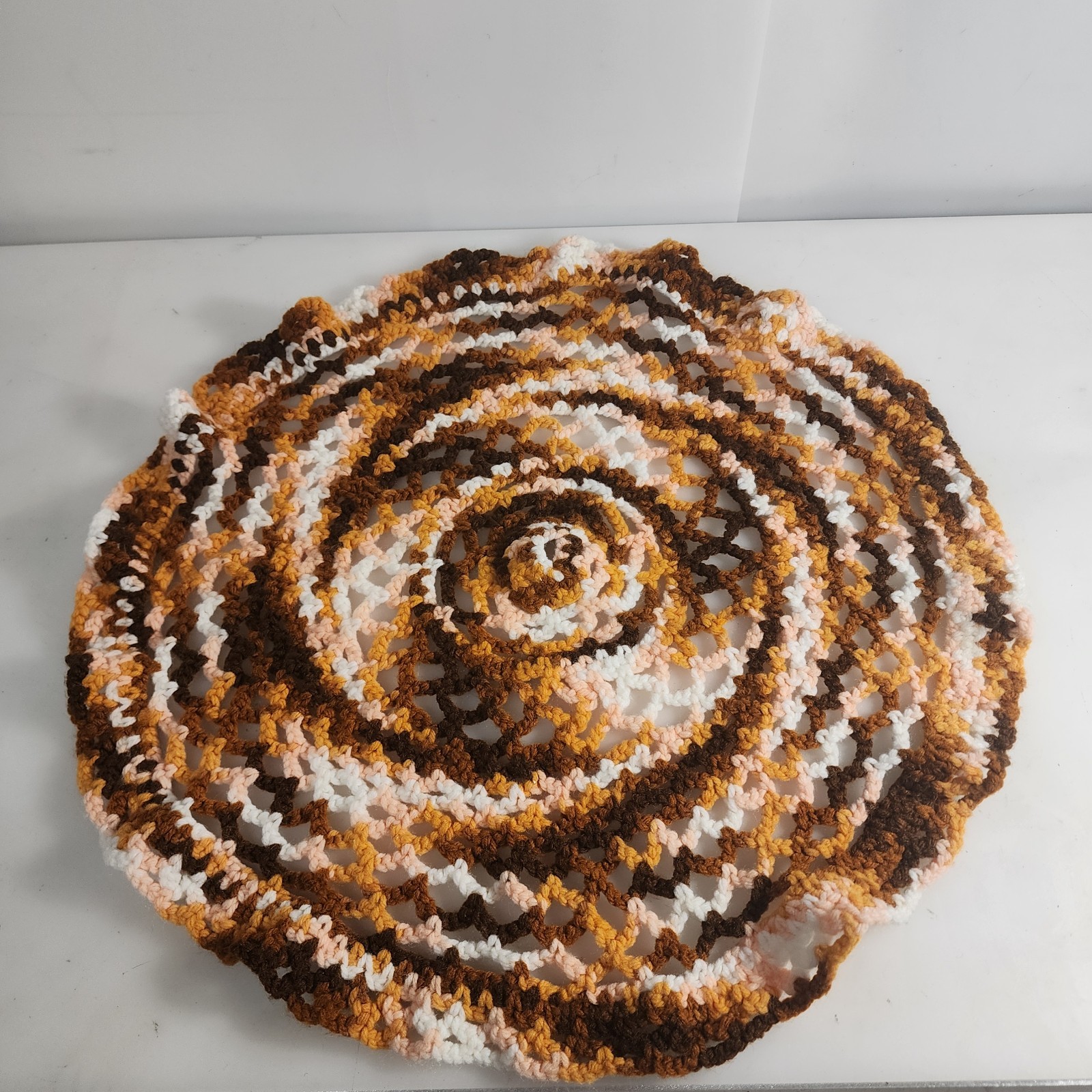 Vintage Handcrafted Hand Crocheted Doily Multi Color 19.5\