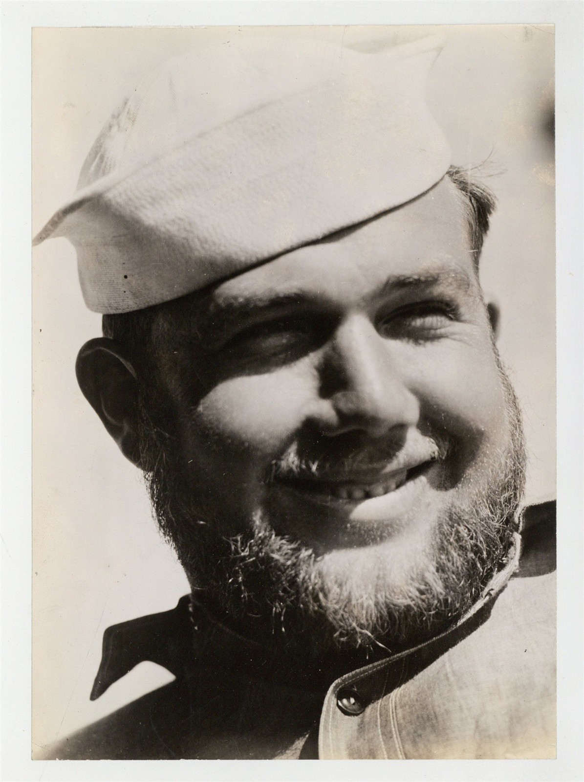Rugged Bearded Husky Sailor Bear Man 1945 Coast Guardsmen Photo Gay Bears J15604 Rugged Bearded Husky Sailor Bear Man 1945 Coast Guardsmen Photo Gay Bears J15604
