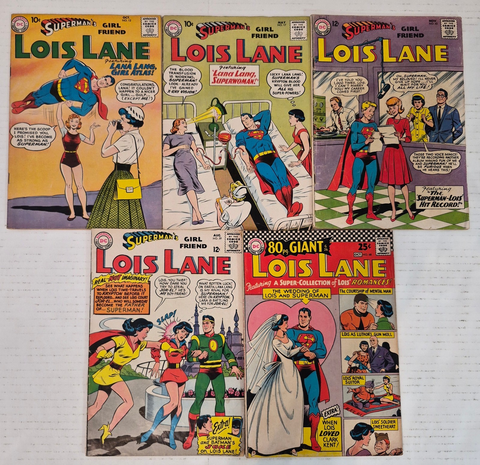 SUPERMAN'S GIRLFRIEN LOIS LANE Silver Age Lot ☆5#12-68*FN+VG 1959 Schaffenberger
