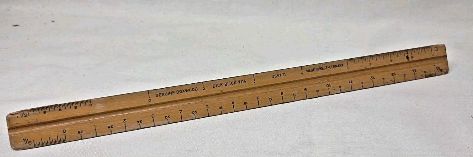 VTG Dick Blick ruler 7114 3 sided boxwood
