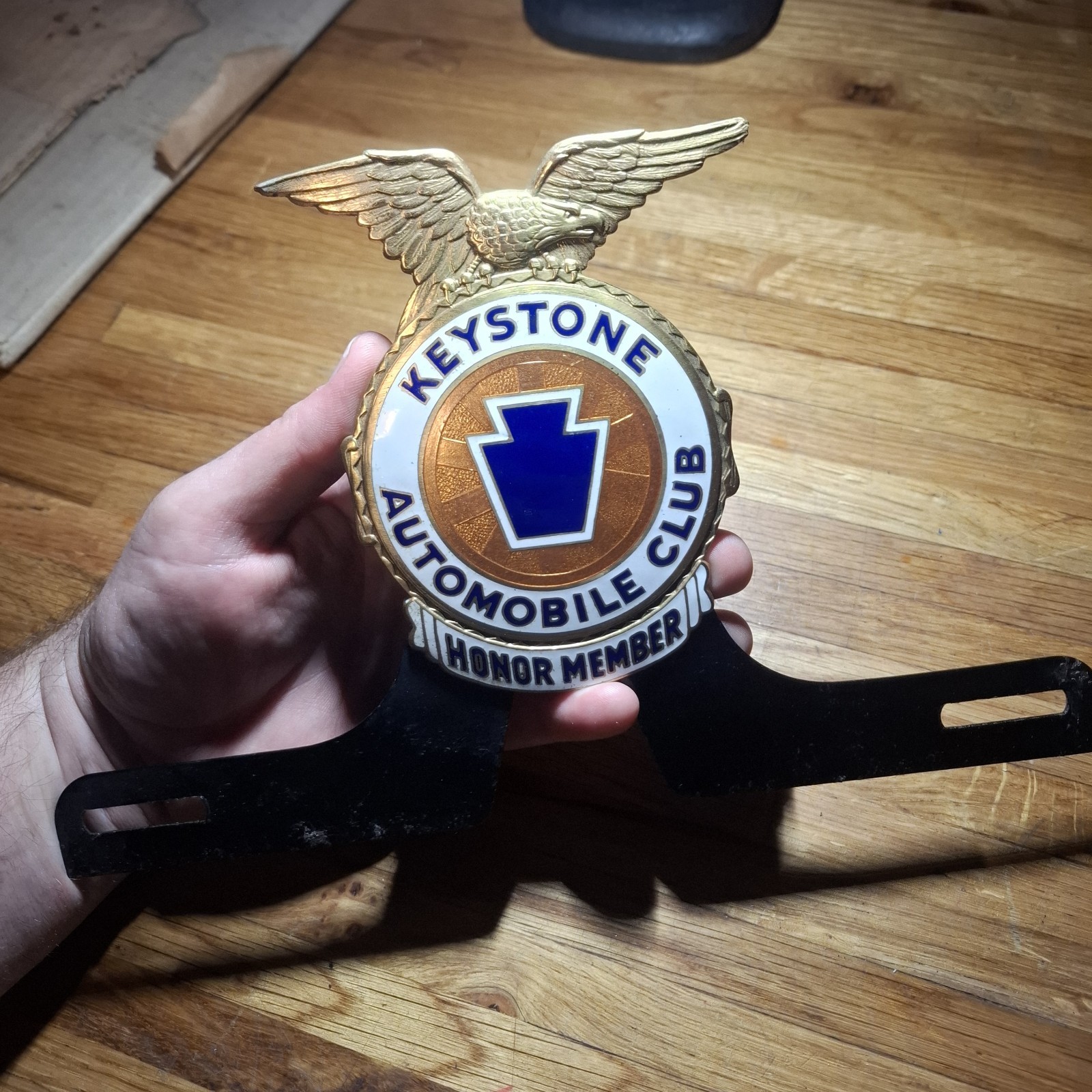 💥 NOS 💥 Vintage KEYSTONE AUTOMOBILE CLUB Porcelain LICENSE PLATE TOPPER 